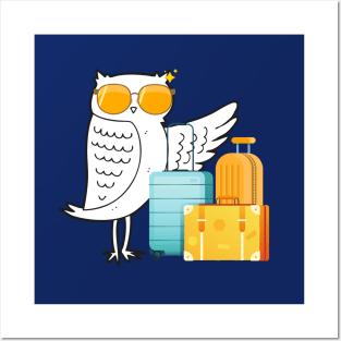 Cool traveling owl - yellow Posters and Art